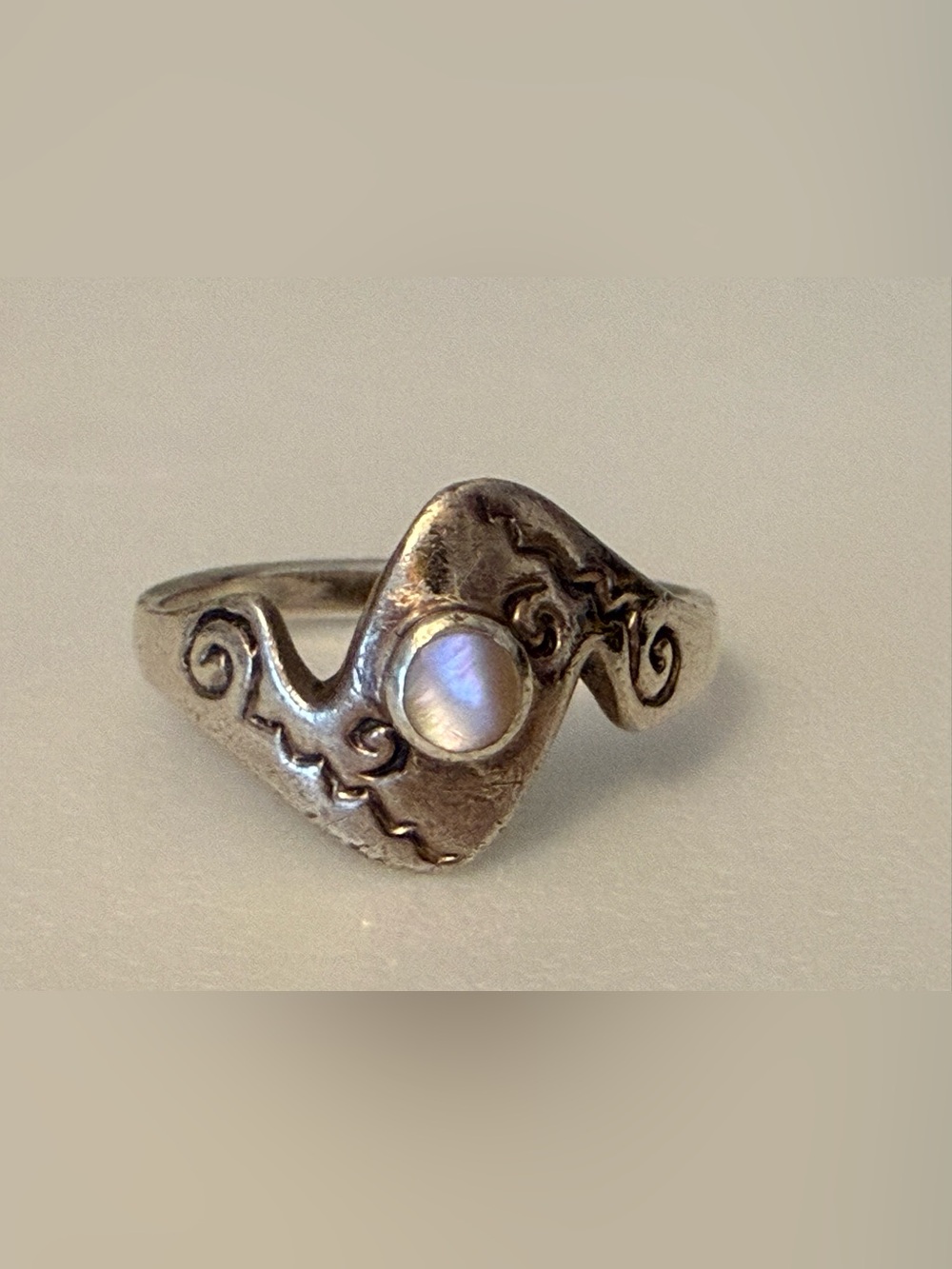 Moonstone Accent Silver Swirl Ring - Women's Jewelry